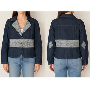 Apple Bottoms Two-Tone Stretch Denim Blazer Jacket Women’s Size Large